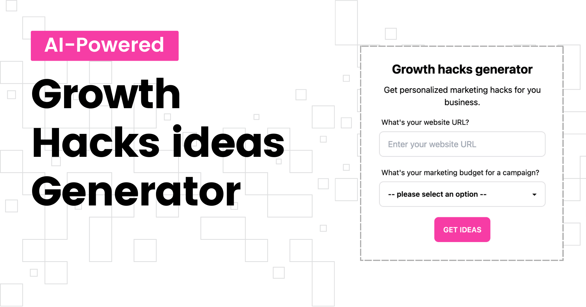 cover image Growth Hack Ideas Generator: Personalized Marketing Tips